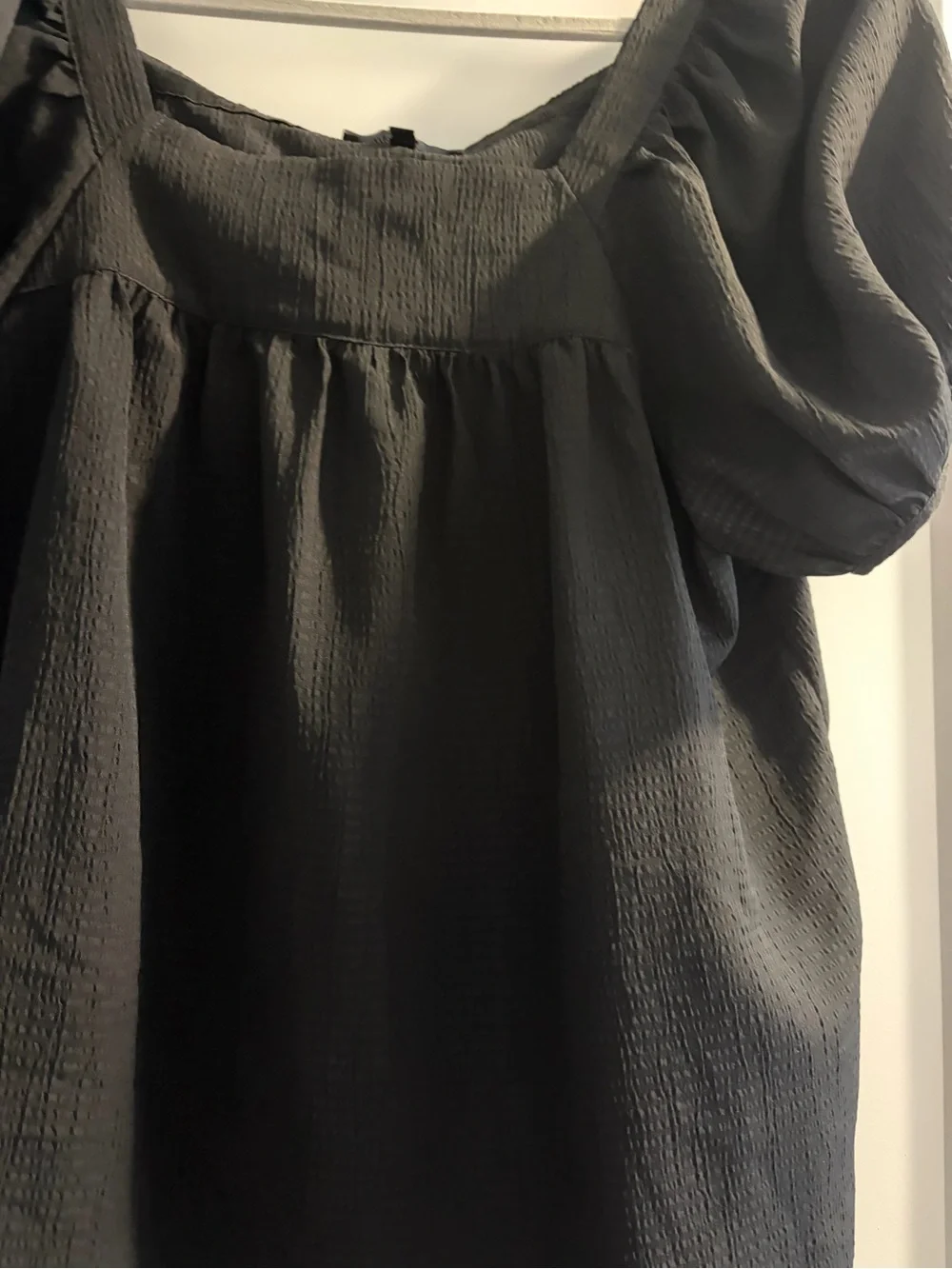 Madewell Black Puff-Sleeve Square-Neck Top
